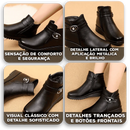 Bota Verona™ em Couro com Interior Peluciado e Acabamento Elegante / Estilo Clássico com Toque Quente e Confortável!