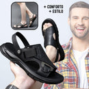 Sandália Vulcan™ Masculina em Couro Genuíno – Conforto Absoluto, Estilo Marcante e Praticidade para Todos os Momentos